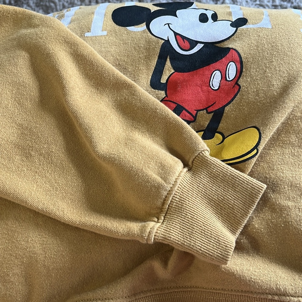 DISNEY Mickey Mouse Mustard Yellow  Crewneck Sweatshirt Size M - Picture 6 of 7